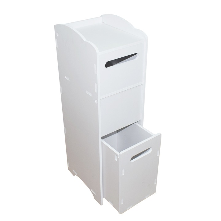 Шкаф с отделение за хартия и врата, Naimeed D140 PVC, цвят Бял, 68 x 20 x 26 cm
