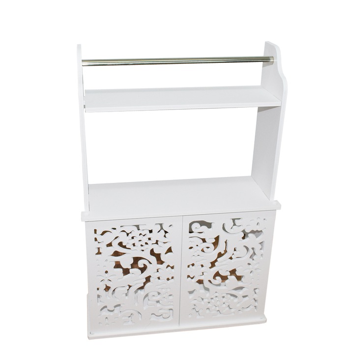 Dulapior cu 2 usi si raft, Naimeed D165 PVC, culoare Alb, 59.5 x 39 x 12.5 cm