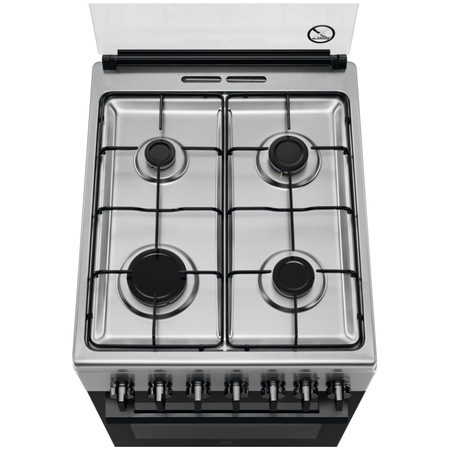 Aragaz Electrolux LKK520002X, Mixt, 4 arzatoare, Aprindere electrica, Siguranta plita, Timer mecanic, Iluminare cuptor, Grill, Clasa A, 50 cm, Inox