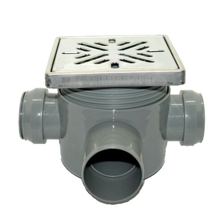 Padlólefolyó PP/INOX 304 Gehler 3 bemenet 1 kimenet 115X115 mm