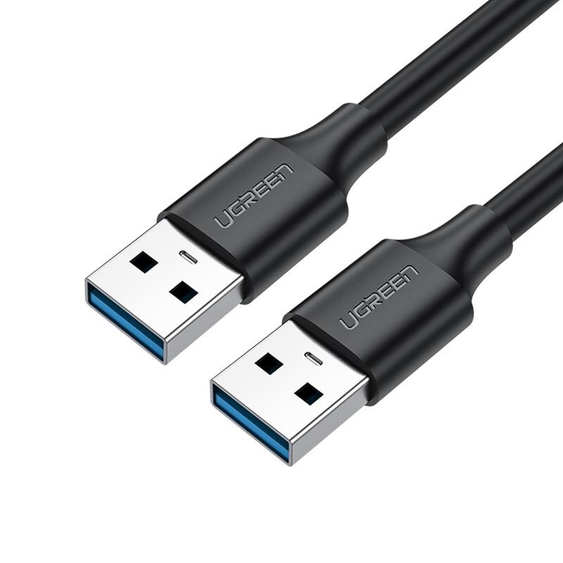 Cablu pentru transfer de date UGREEN US128, 2x USB 2.0, Nickel, 30Mbps, 5V, 25cm, Negru