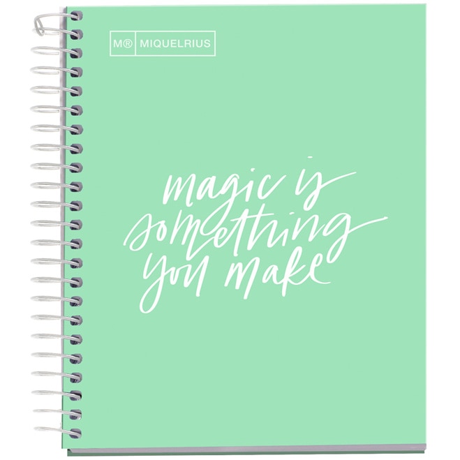 Caiet cu spira Miquelrius Messages A5 matematica 100 file coperta carton dur plastifiat menta