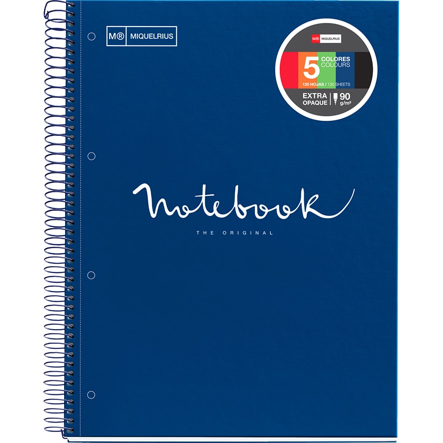 Caiet cu spira Miquelrius Emotion A4 matematica 120 file coperta carton dur albastru