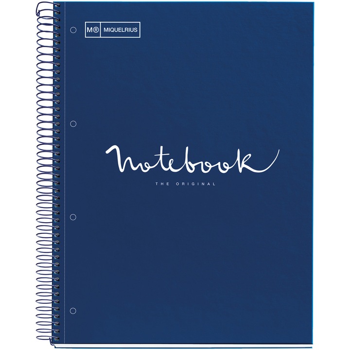 Caiet cu spira Miquelrius Emotion A5 dictando 120 file coperta carton dur albastru