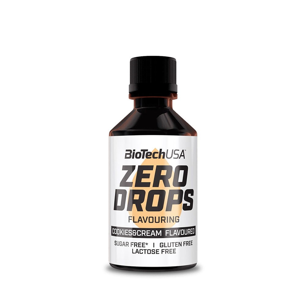 Indulcitor dietetic, Biotech Usa, Zero Drops / aroma de Cookies And Cream, 50 ml