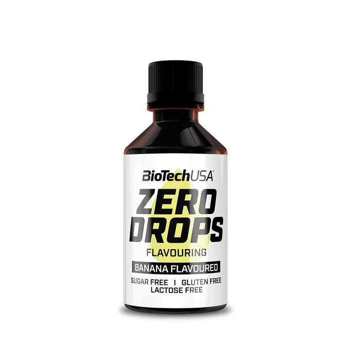 Indulcitor dietetic, Biotech Usa, Zero Drops / aroma de Banana, 50 ml