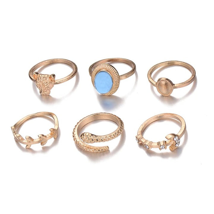 Set 6 inele aurii, cu pietre, Minea C2, Pursehuit