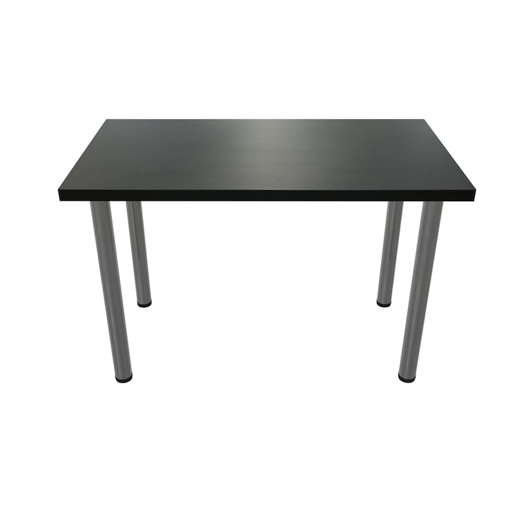 Mobiref Étkező / Konyhaasztal, 36 mm dupla asztallappal, 115 cm x 63 cm x 75 cm, Fényes króm lábak, állítható, Fekete