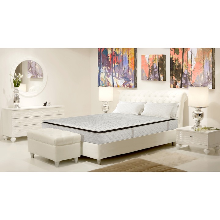 Saltea ortopedica, Green Future, Luxuria Pocket, 200x180x28 cm, cu arcuri individuale, spuma poliuretanica cu memorie, fermitate medie