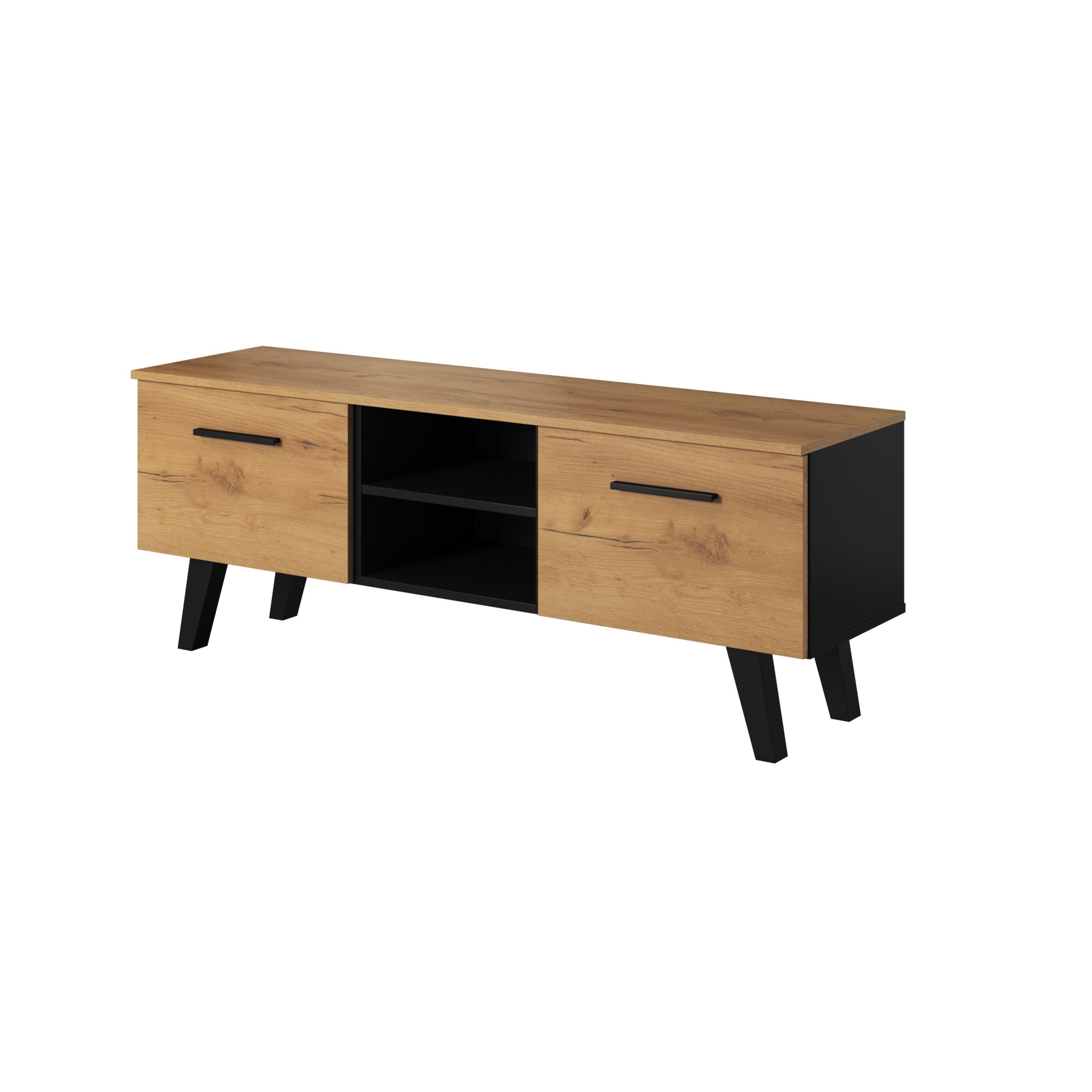 Comoda TV, Vivaldi, Nord, Negru/Maro, 140X38X52 CM