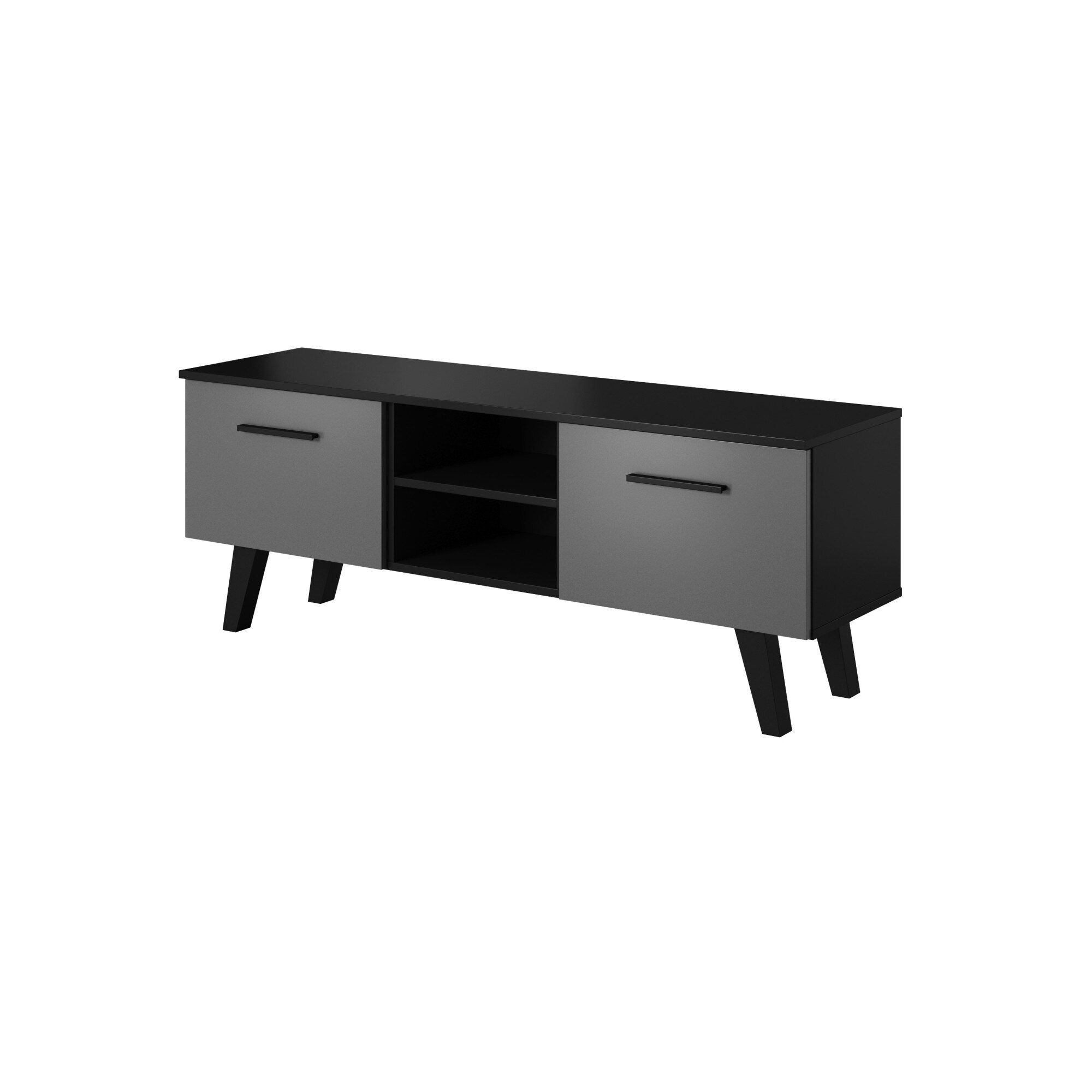 Comoda TV, Vivaldi, Nord, Negru/Gri, 140X38X52 CM