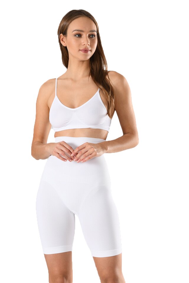 Corset dama cu pantalon scurt si banda de silicon Serena, model 1227, Alb