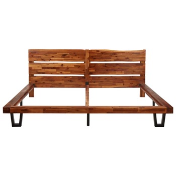Cadru de pat vidaXL, Lemn de acacia-otel, 200 x 200 cm, Maro Cadru de pat vidaXL, Lemn de acacia-otel, 200 x 200 cm, Maro
