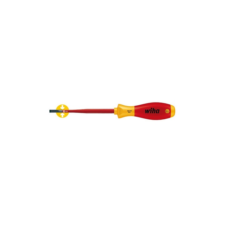Отвертка Wiha, SoftFinish, slimFix VDE, Плоска, SL6.5x150 (040301-0487)