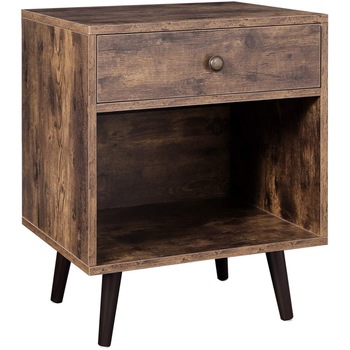 Noptiera cu sertar VASAGLE, Picioare din lemn de pin, 50 x 40 x 58 cm, Maro Noptiera cu sertar VASAGLE, Picioare din lemn de pin, 50 x 40 x 58 cm, Maro