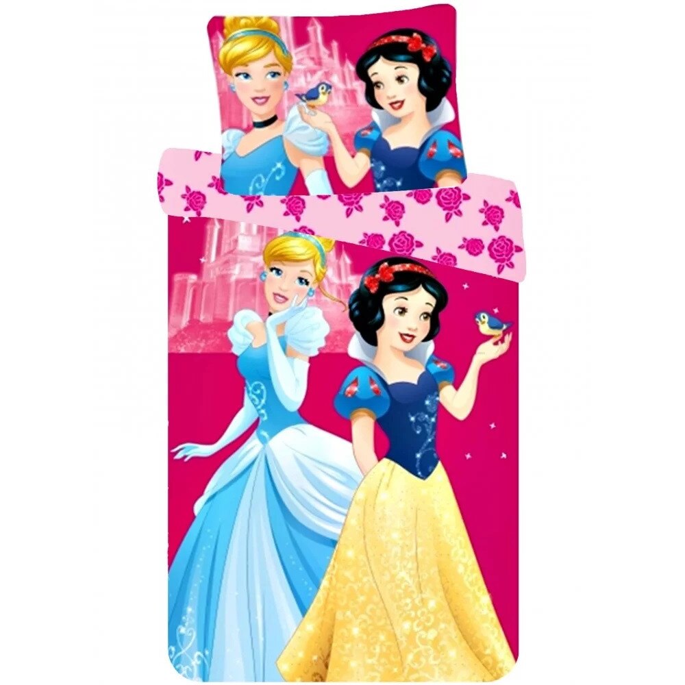 Lenjerie de patut, pentru copii, Princess, multicolor, 90x140 cm cearceaf pilota, 40x55 fata perna, 100% bumbac