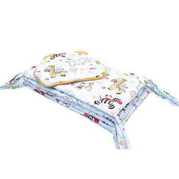 Lenjerie patut, BABYEN, cu animalute, 7 piese, bumbac, multicolor Lenjerie patut, BABYEN, cu animalute, 7 piese, bumbac, multicolor