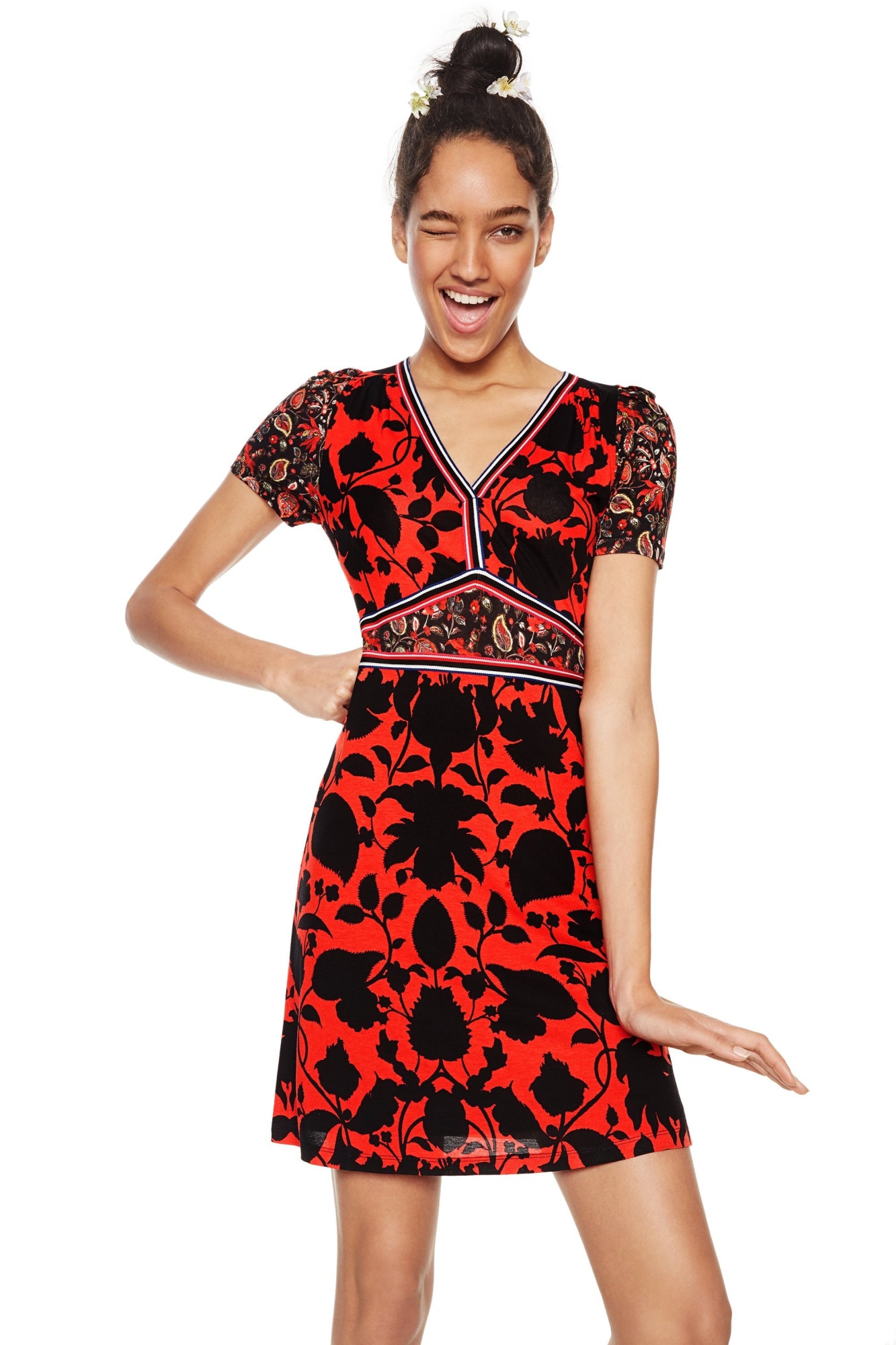 Rochie evazata cu imprimeu Celestino , Desigual, Multicolor, S