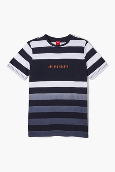 s.Oliver, Tricou in dungi cu accente contrastante, bleumarin inchis, alb, 134-140 CM s.Oliver, Tricou in dungi cu accente contrastante, bleumarin inchis, alb, 134-140 CM