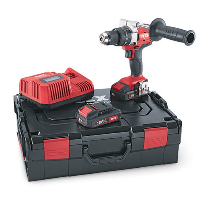 Masina de gaurit cu percutie cu acumulator, FLEX, PD 2G 18.0/2.5 SET, 18V, 2.5 Ah