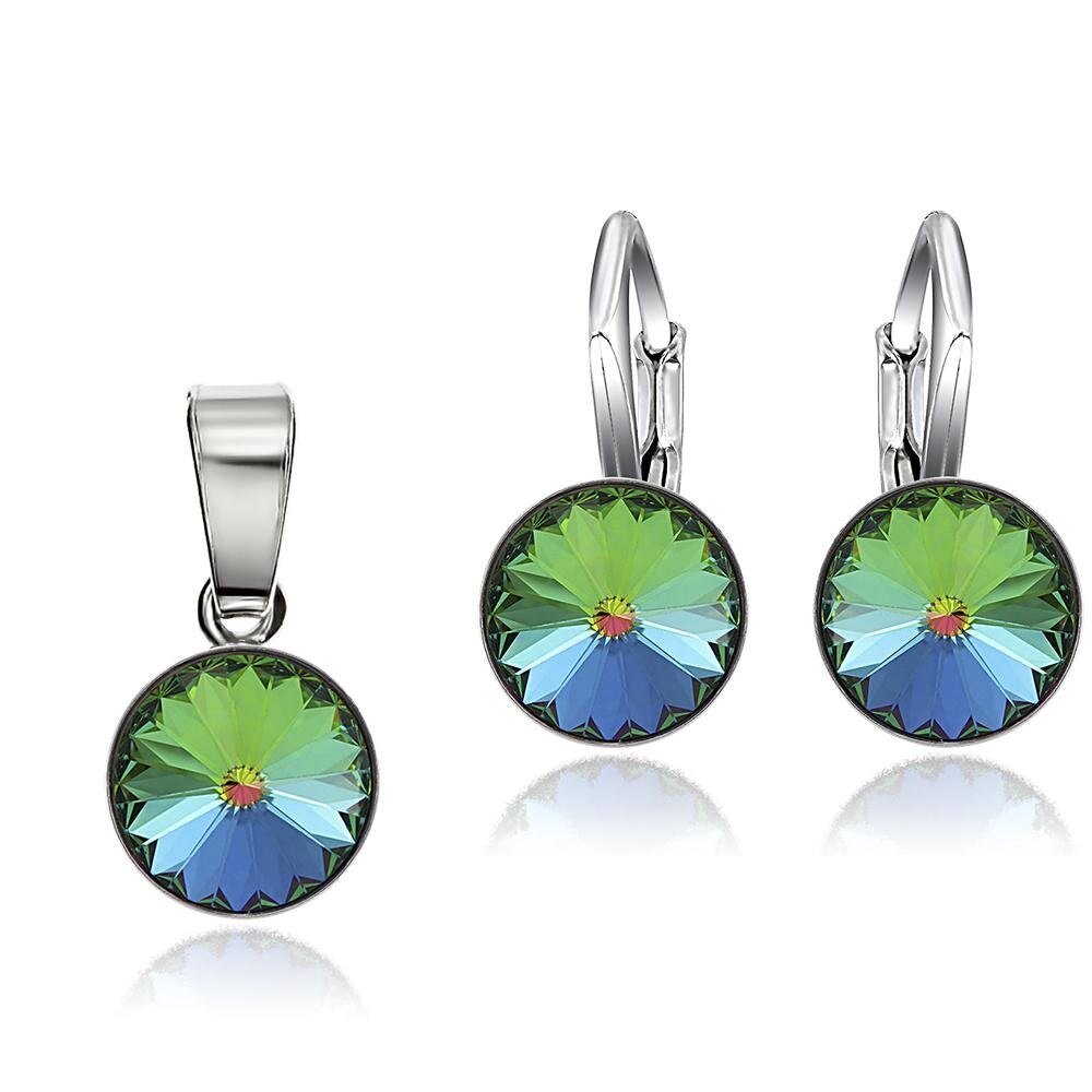Set Argint 925 placat cu rodiu cu cristale Swarovski® Rivoli Vitrail Medium 8mm Leverback