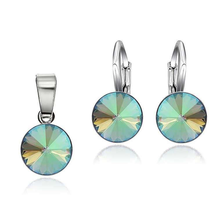 Set Argint 925 placat cu rodiu cu cristale Swarovski® Rivoli Paradise Shine 8mm Leverback