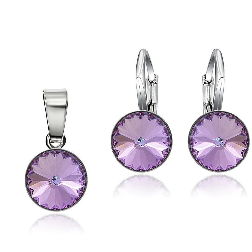 Set Argint 925 placat cu rodiu cu cristale Swarovski® Rivoli Vitrail Light 8mm Leverback