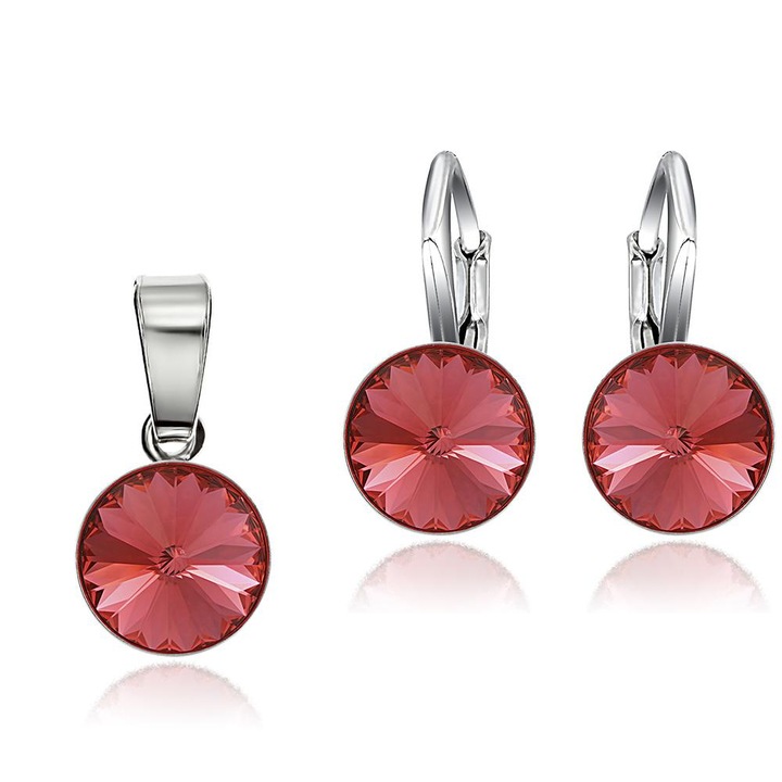 Set Argint 925 placat cu rodiu cu cristale Swarovski® Rivoli Padparadscha 8mm Leverback