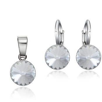 Set Argint 925 placat cu rodiu cu cristale Swarovski® Rivoli Crystal Clear 8mm Leverback Set Argint 925 placat cu rodiu cu cristale Swarovski® Rivoli Crystal Clear 8mm Leverback