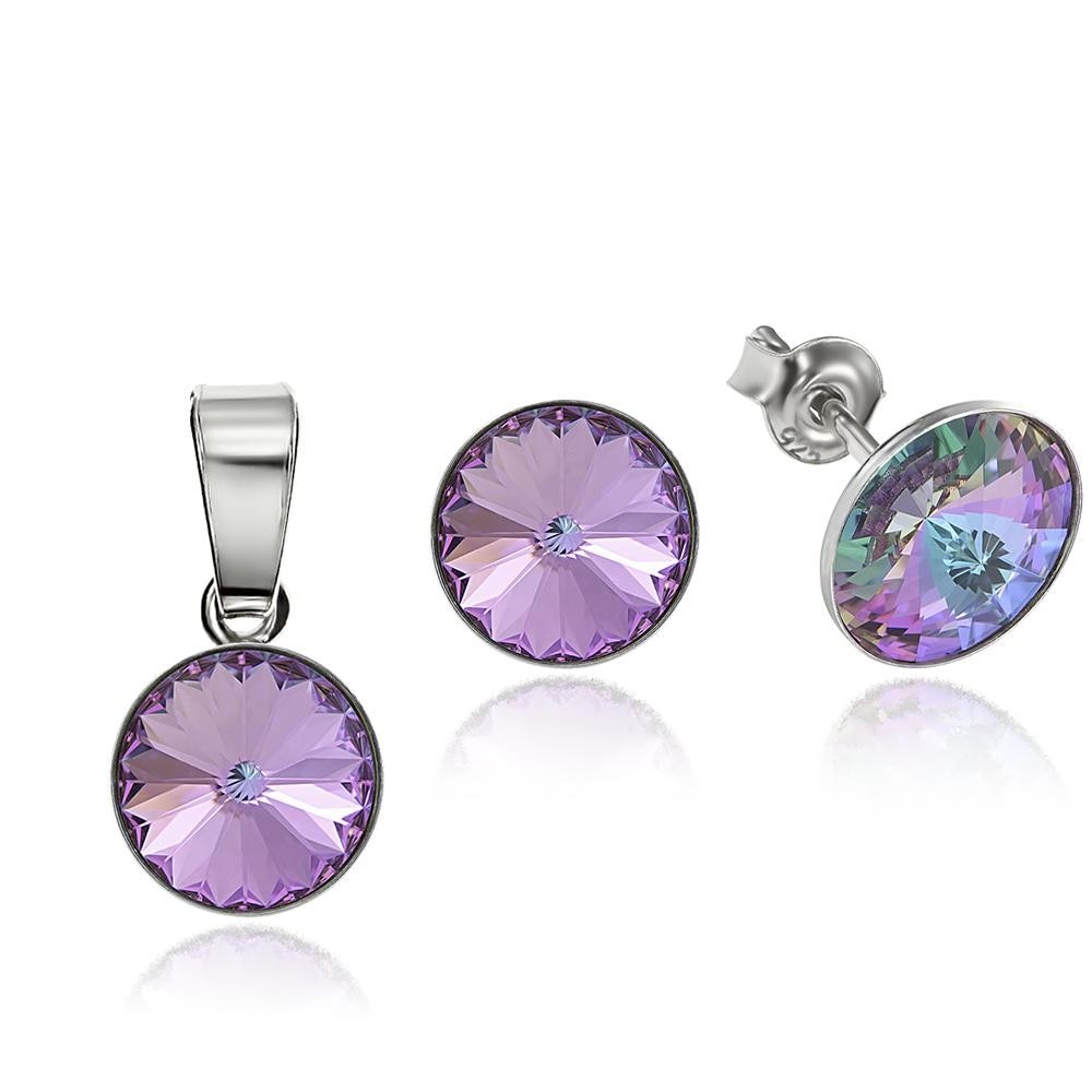 Set Argint 925 placat cu rodiu cu cristale Swarovski® Rivoli Vitrail Light 8mm Surub