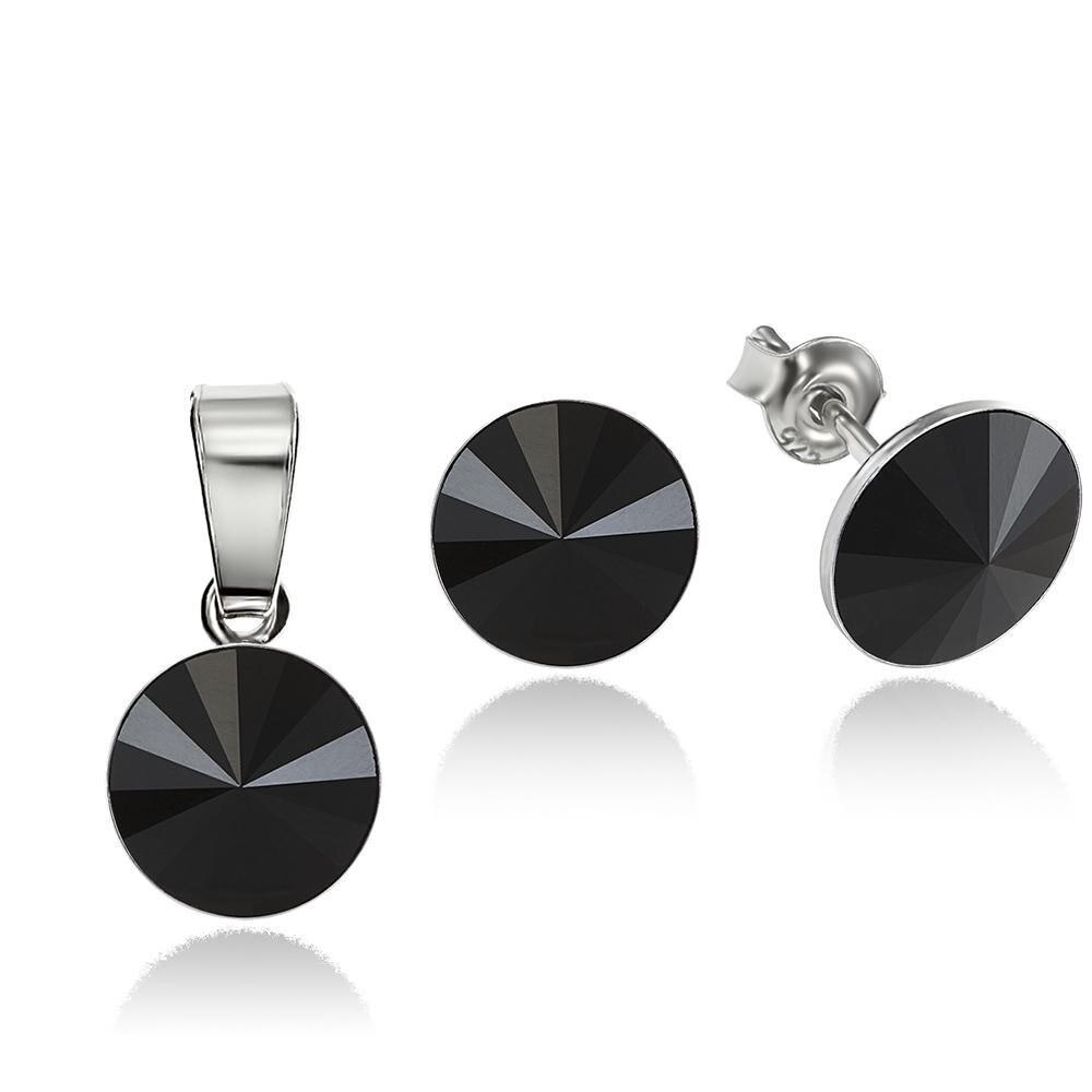 Set Argint 925 placat cu rodiu cu cristale Swarovski® Rivoli Jet 8mm Surub