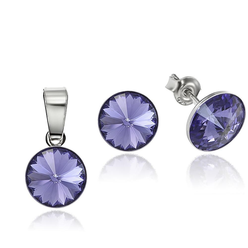 Set Argint 925 placat cu rodiu cu cristale Swarovski® Rivoli Provence Lavander 8mm Surub