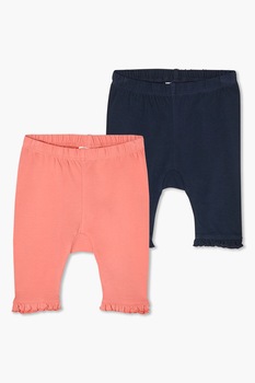 s.Oliver, Set de colanti cu terminatii cu volane,2 perechi, casual, Roz/Bleumarin s.Oliver, Set de colanti cu terminatii cu volane,2 perechi, casual, Roz/Bleumarin