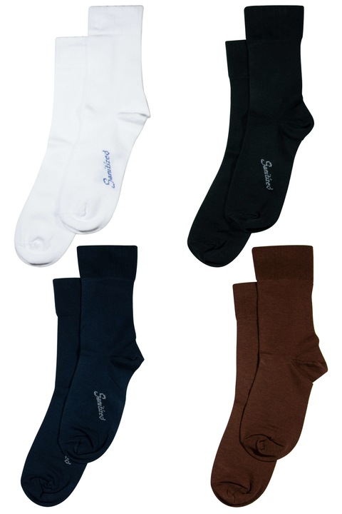 Set 4 perechi de sosete potrivite pentru diabetici dama, Overall, Medical cu Lycra Diabetic, Multicolor