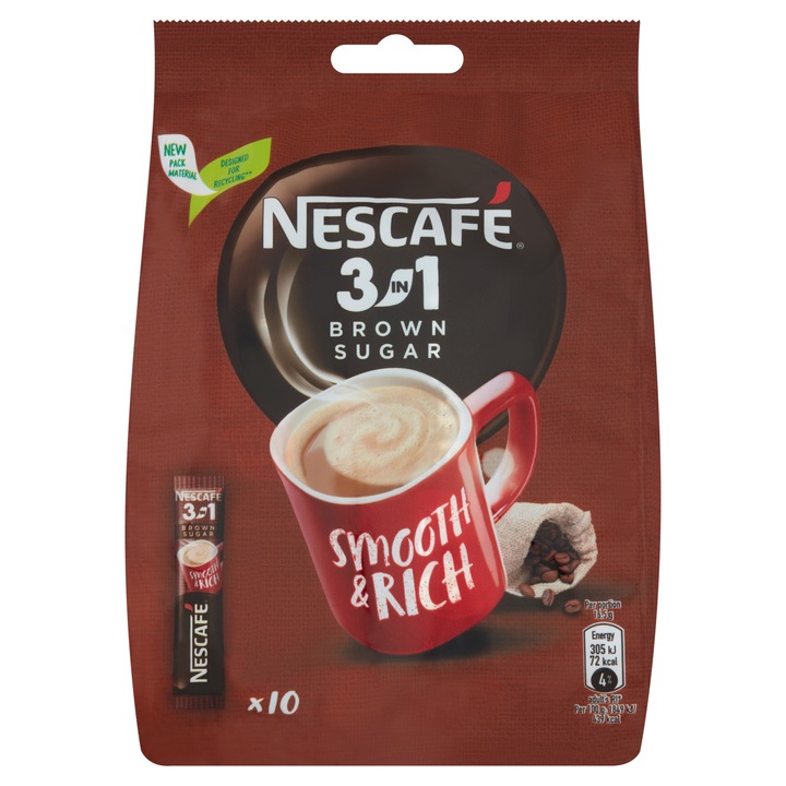 Nescafé 3in1 instant kávé barna cukorral, 10x16,5g