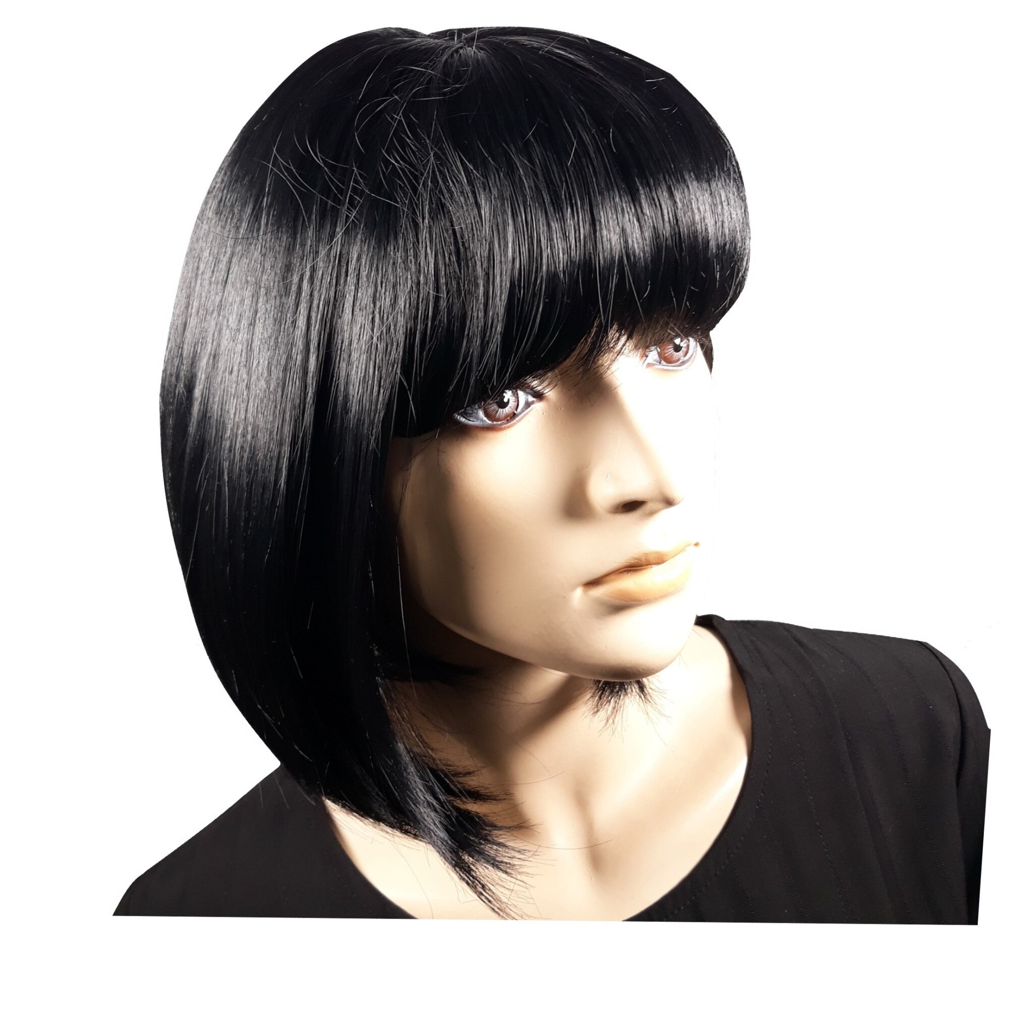 Peruca dama, fibra sintetica, cu aspect natural, negru intens , bob