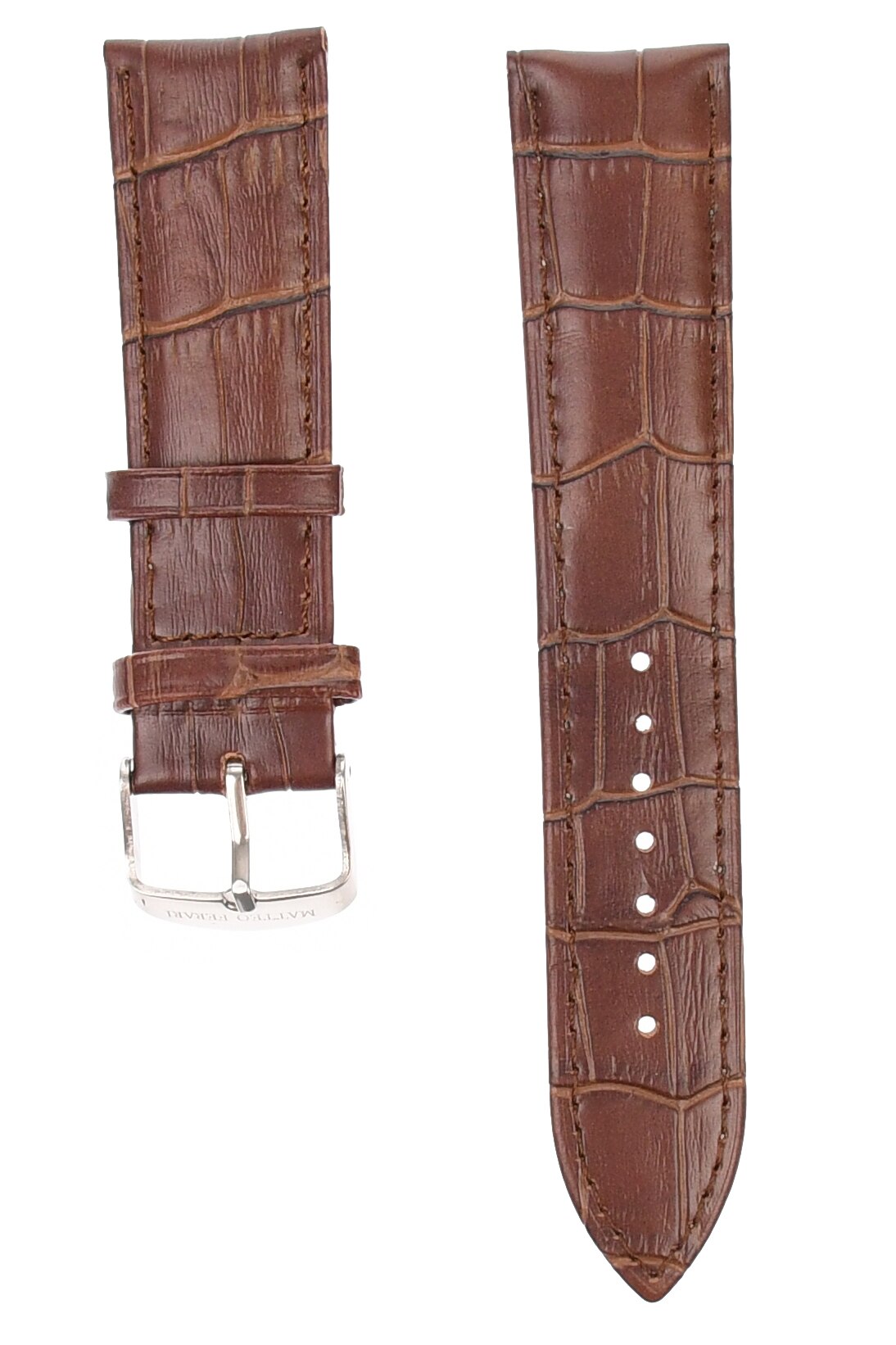 Curea de ceas din piele, cu model de crocodil, 20 mm x 19 cm, maro inchis