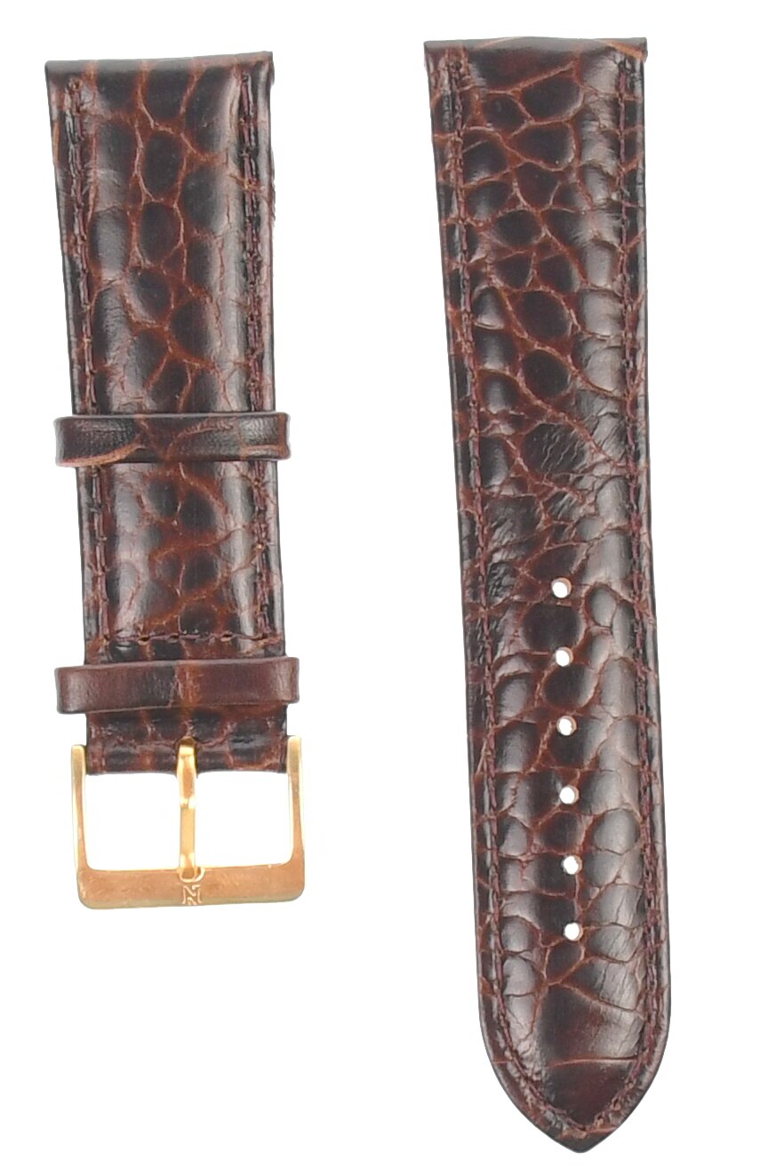 Curea de ceas din piele mata, 20 mm x 18 cm, crocodil, maro inchis