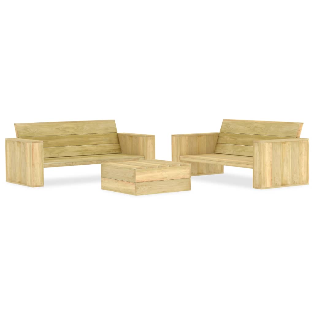 Set mobilier de gradina, 3 piese, lemn de pin tratat