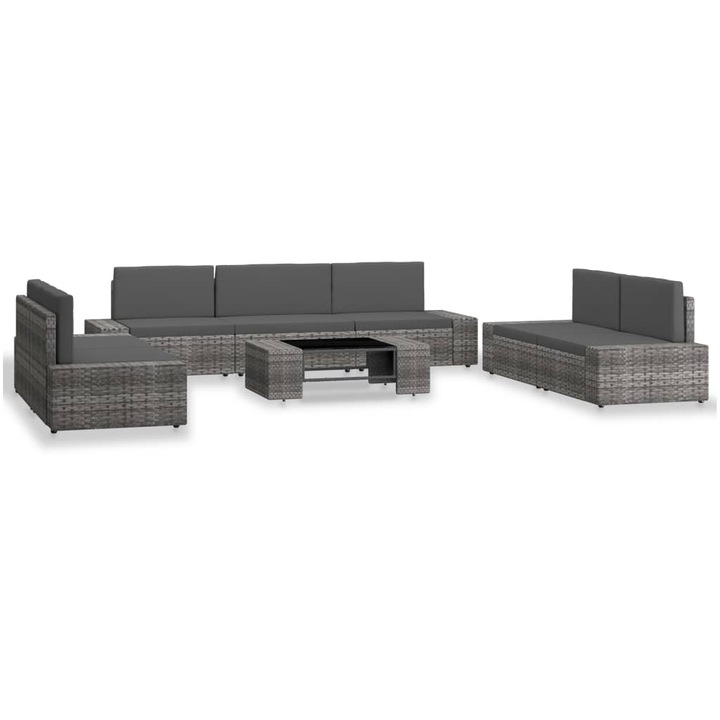 vidaXL 8 részes szürke polyrattan kerti ülőgarnitúra 3054604