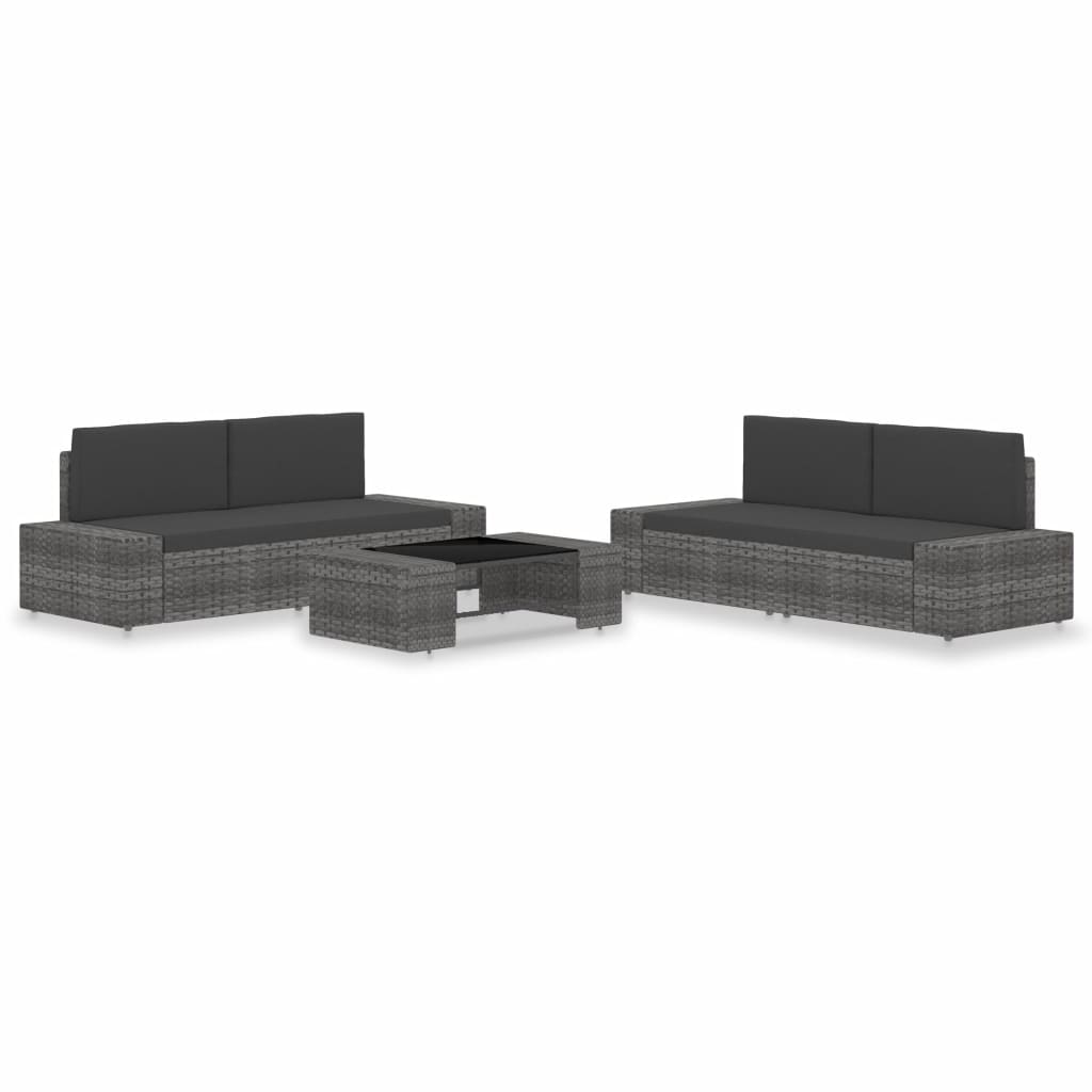 Set mobilier de gradina 5 piese, canapele si masa, vidaXL, Poliratan, Gri