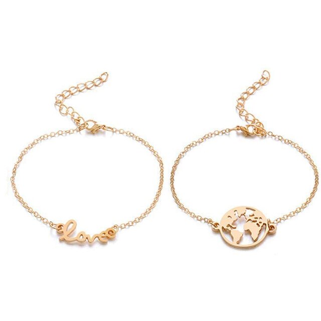 Set 2 bratari dama, aurii, 23.5 cm lungime