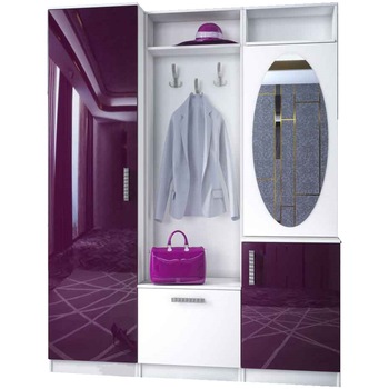 Cuier Irim Petar, 155x37,5x201 cm, Alb/Mov MDF lucios Cuier Irim Petar, 155x37,5x201 cm, Alb/Mov MDF lucios