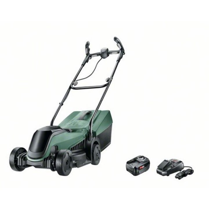 Акумулаторна косачка за трева Bosch City Mower 18 - 300, 18 V, Дъжка Ergoflex, Кош 31 л, 1 батерия, 1 зарядно устройство