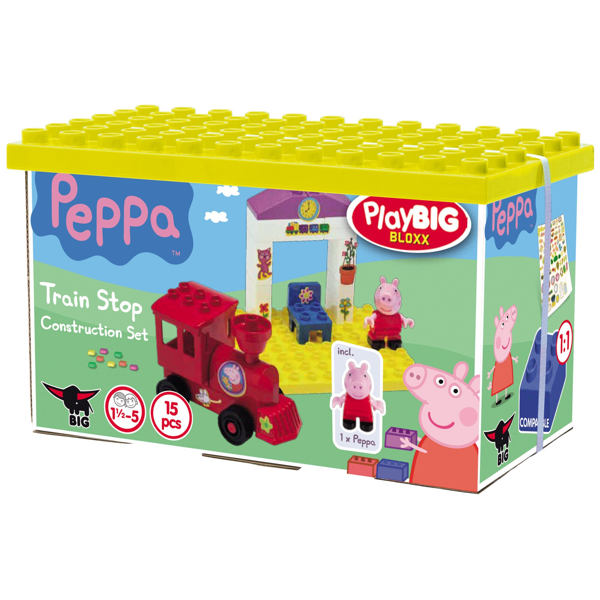 Set de constructie BIG - Peppa Pig, Train stop, 15 piese