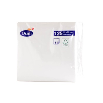 Servetele Albe pentru Masa Duni, 125Buc/Pachet, 33x33 cm, 3 Straturi Servetele Albe pentru Masa Duni, 125Buc/Pachet, 33x33 cm, 3 Straturi