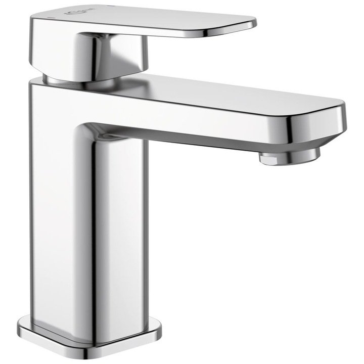 Смесител Ideal Standard, Tonic II, A6326, 28 mm керамичен затварящ механизъм, ограничител на топла вода, метална ръкохватка с индикатор за топла и студена вода