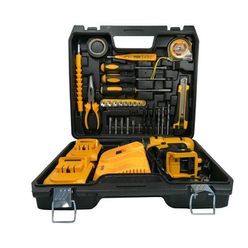 Trusa bormasina 24V, 2 acumulatori, incarcator, 30 accesorii, galben Trusa bormasina 24V, 2 acumulatori, incarcator, 30 accesorii, galben
