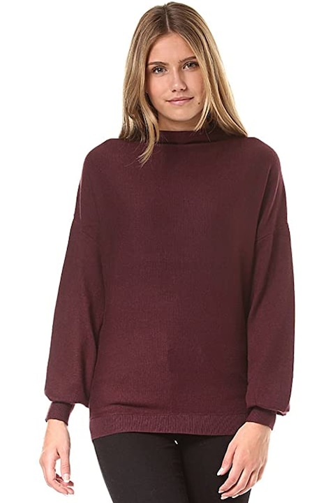 Дамски пуловер Vila AZ2198-193506873, Ръкави тип прилеп , Вишнев, 38 М