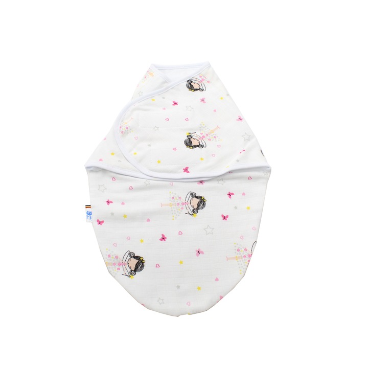 Sistem de Infasare, BalticBebe, Bumbac, Multicolor, Printesa, Muselina, 0-3 luni